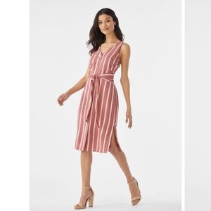 Love Tree Medium Rust & White Stripe Pocket Dress